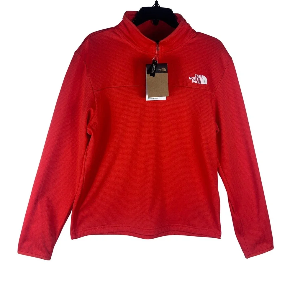 The North Face Men Crimson Orange Canyonlands 1/4 Zip Fleece NF0A8AZE Medium NEW